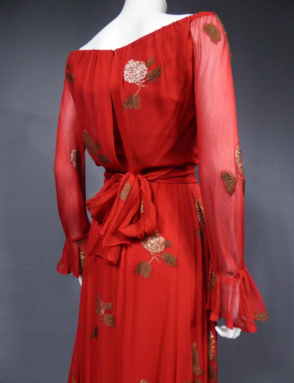 A Jean Patou French Couture Dress Numbered 98427 in Lamé Crepe Collection 1974 For Sale 6