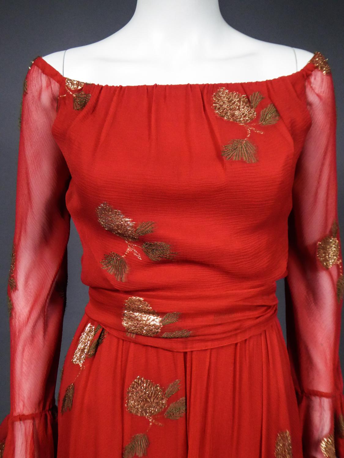Une robe de couture française de Jean Patou numérotée 98427 en crêpe lamé Collectional 1974 Pour femmes en vente