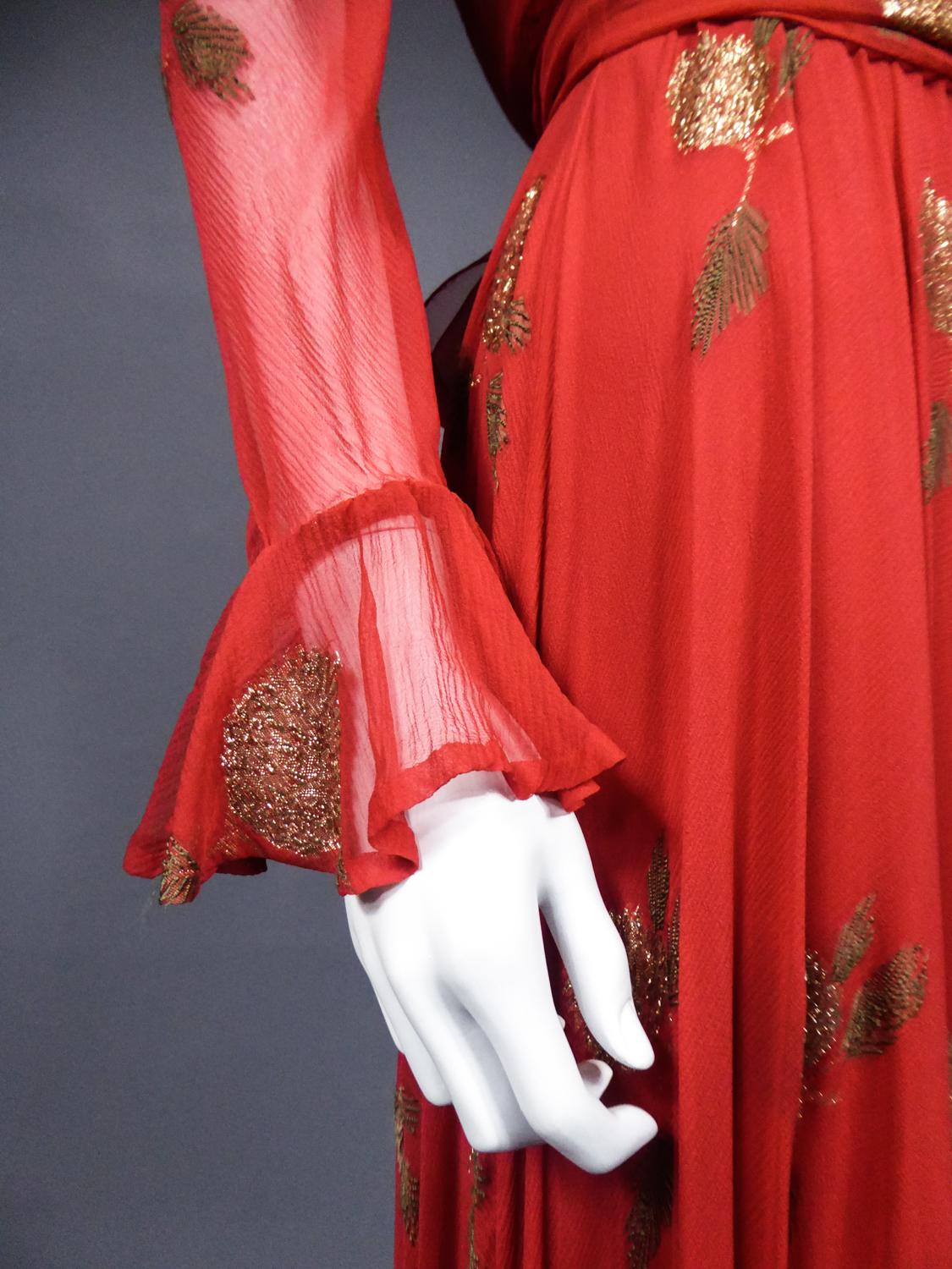 A Jean Patou French Couture Dress Numbered 98427 in Lamé Crepe Collection 1974 For Sale 1