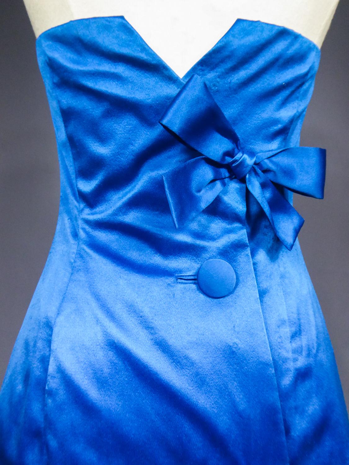 A Jean Patou/Karl Lagerfeld Couture Blue Satin Evening Dress Circa 1959/1962 4