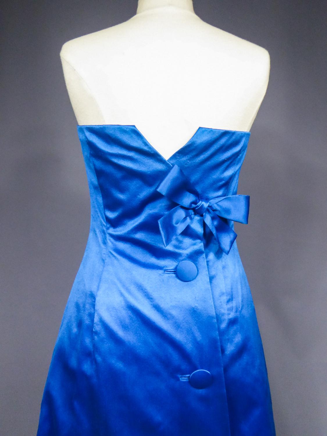 A Jean Patou/Karl Lagerfeld Couture Blue Satin Evening Dress Circa 1959/1962 10