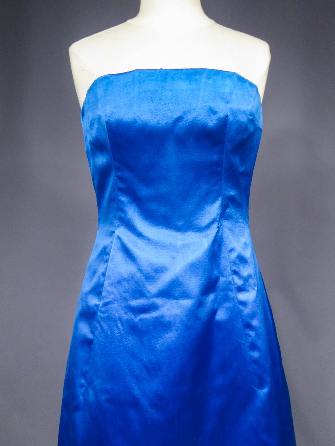 Women's A Jean Patou/Karl Lagerfeld Couture Blue Satin Evening Dress Circa 1959/1962