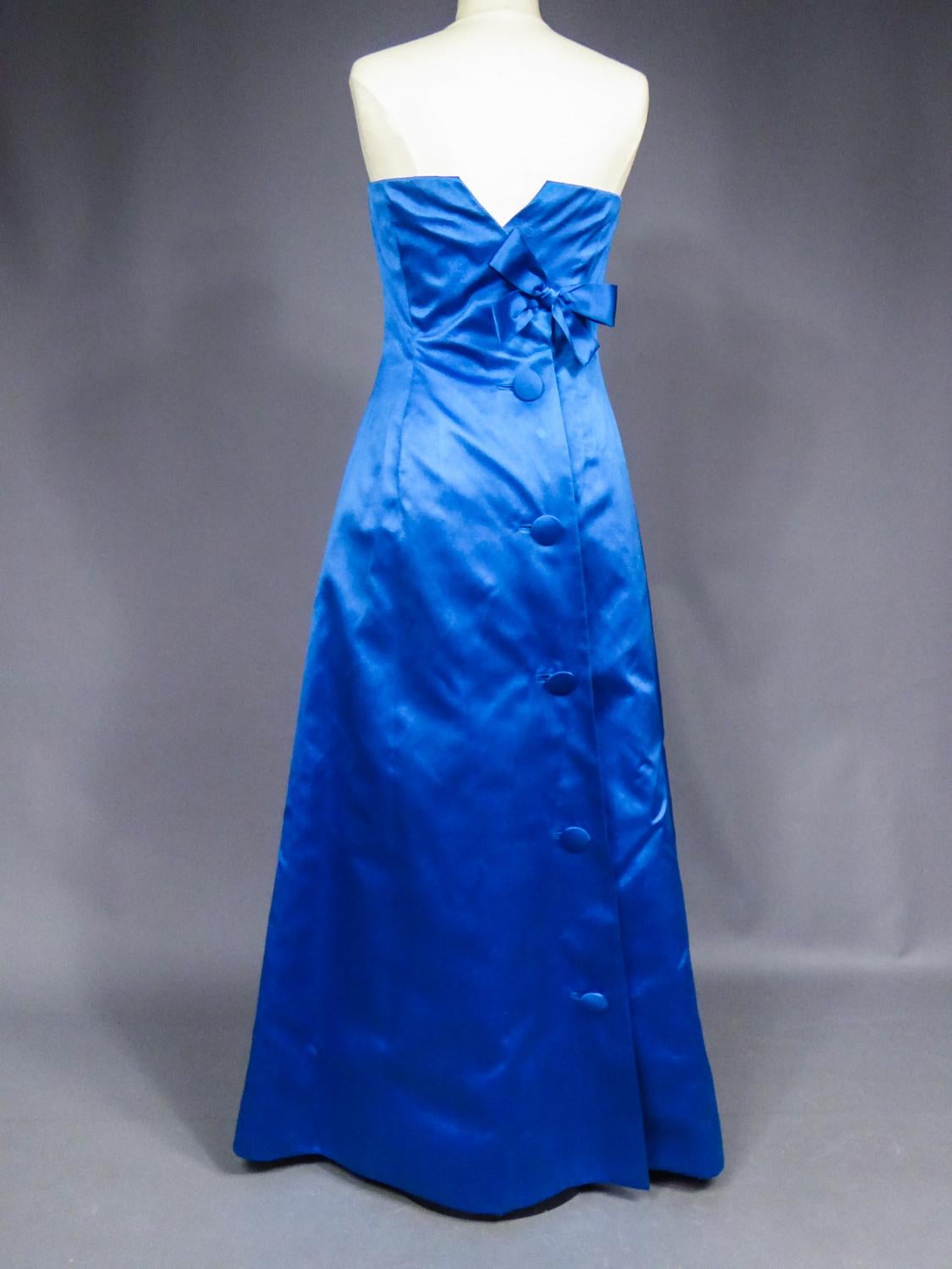 A Jean Patou/Karl Lagerfeld Couture Blue Satin Evening Dress Circa 1959/1962 2