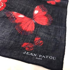 A 1980s Jean Patou Vintage Cotton Square Butterflies Foulard