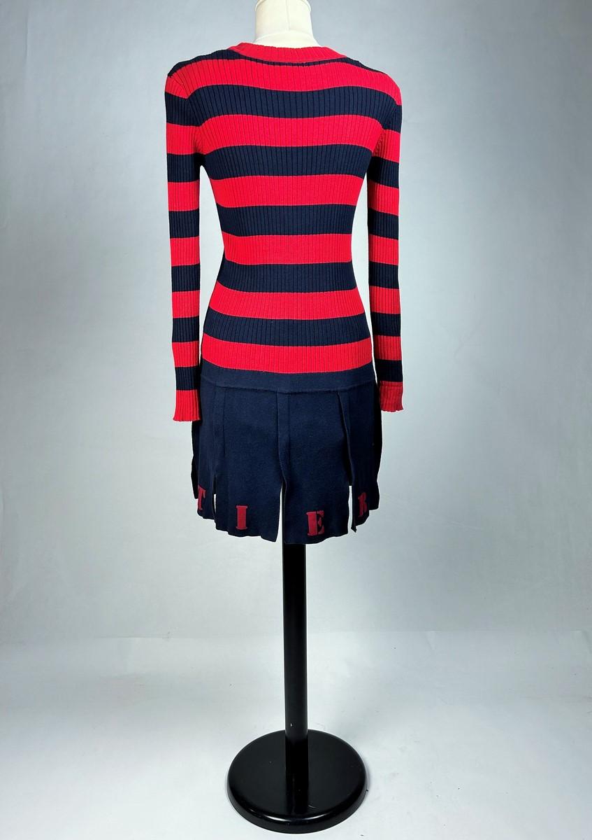 A Jean-Paul Gaultier Mini Dress in Navy and Red Knitwear Circa 2000 For Sale 6