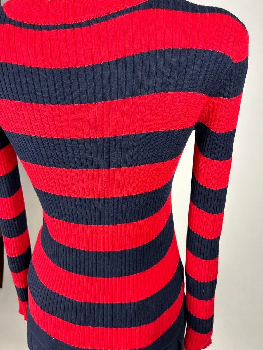 A Jean-Paul Gaultier Mini Dress in Navy and Red Knitwear Circa 2000 For Sale 7