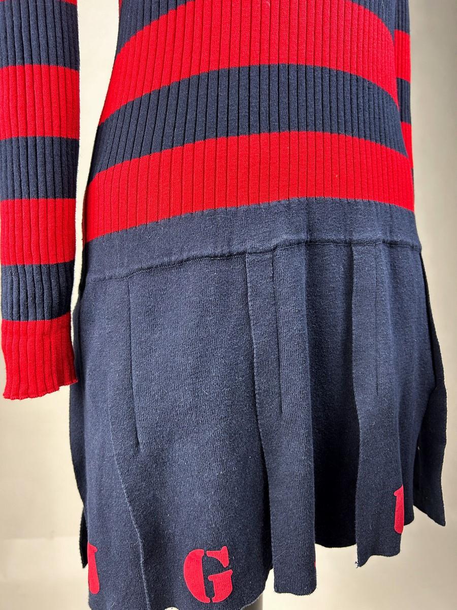 A Jean-Paul Gaultier Mini Dress in Navy and Red Knitwear Circa 2000 For Sale 9