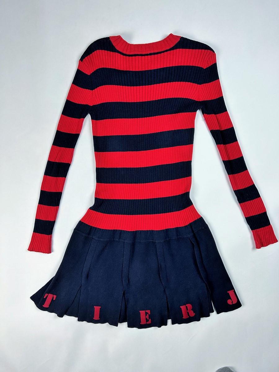 A Jean-Paul Gaultier Mini Dress in Navy and Red Knitwear Circa 2000 For Sale 10