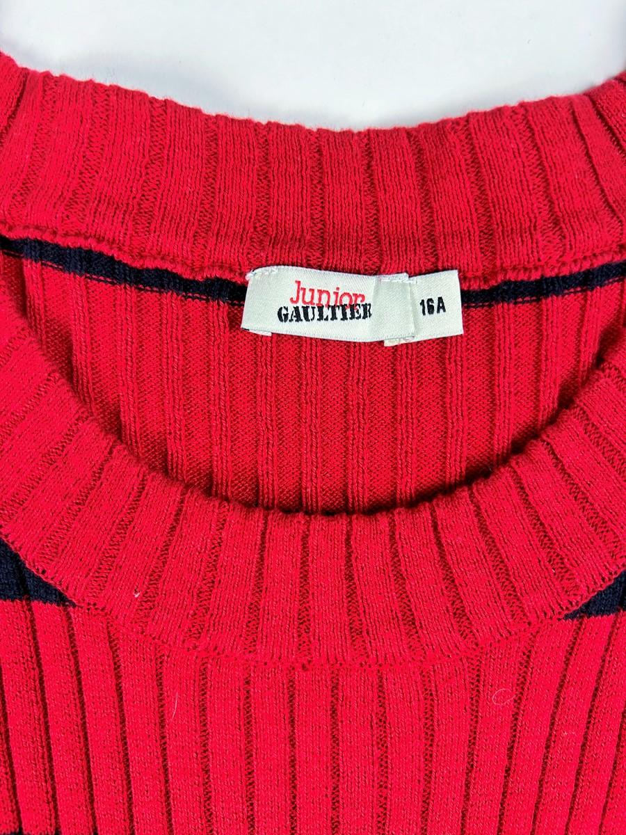 A Jean-Paul Gaultier Mini Dress in Navy and Red Knitwear Circa 2000 In Good Condition For Sale In Toulon, FR