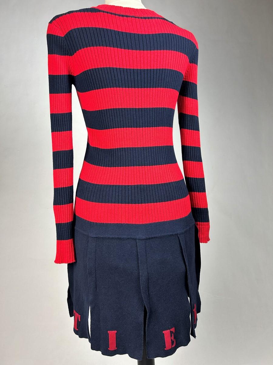 A Jean-Paul Gaultier Mini Dress in Navy and Red Knitwear Circa 2000 For Sale 5