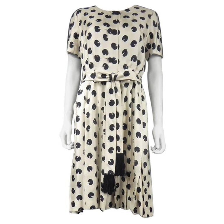 Un Vestido de Seda Estampada Jeanne Lanvin Castillo Couture - Francés Circa 1960