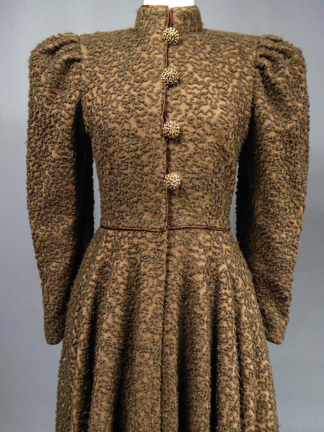 Brown A Jeanne Lanvin Couture Dress-Coat in Wool Circa 1945