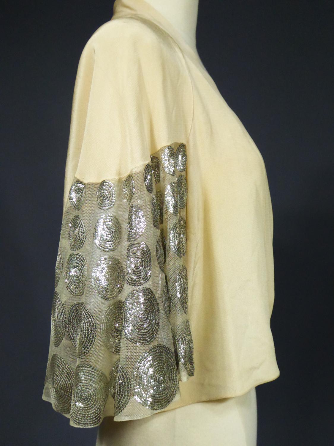 Beige A Jeanne Lanvin Couture Evening Sequin embroidered Bolero Summer 1932