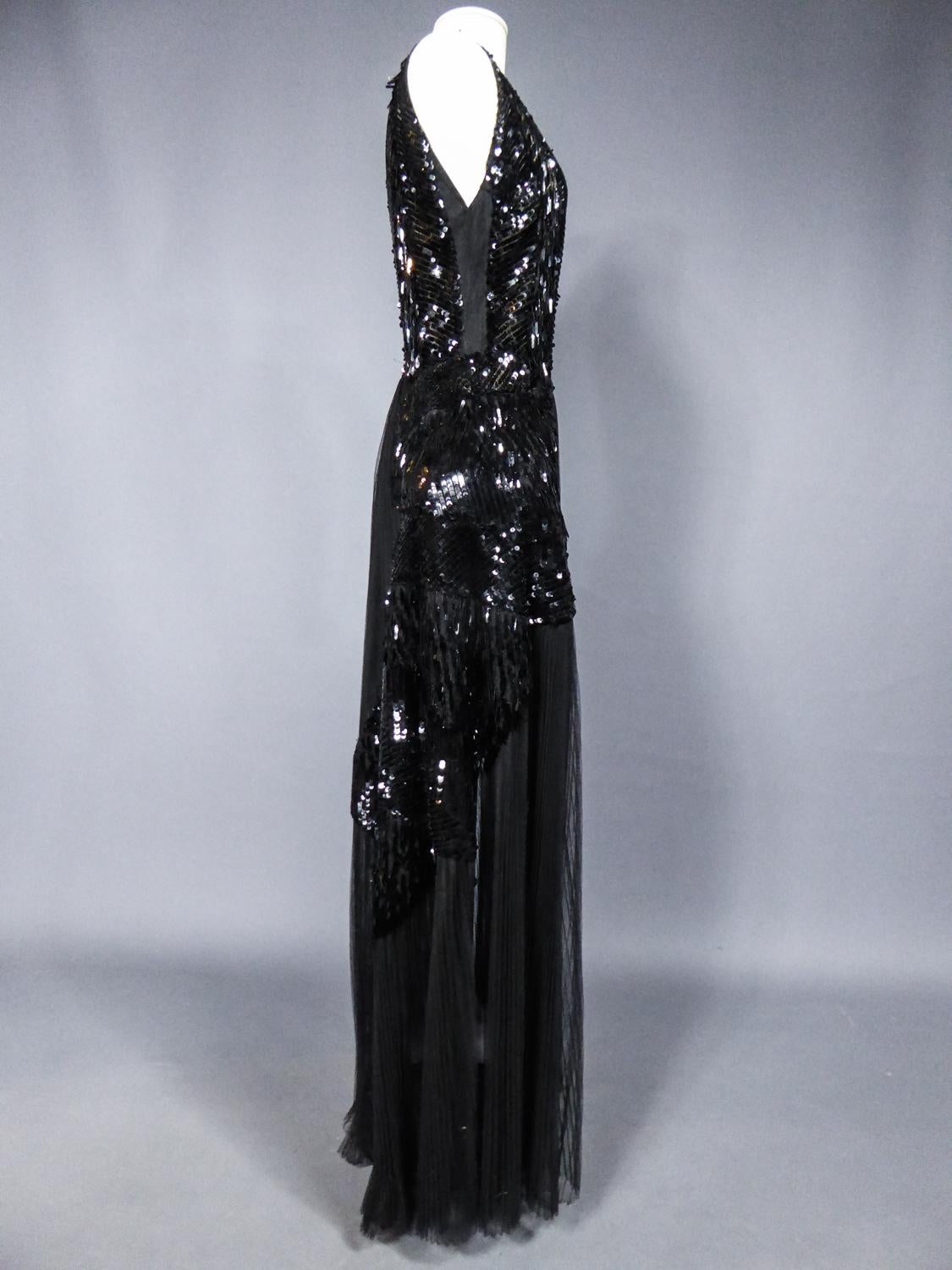 A Jeanne Lanvin inspiration Robe de Style Net Embroidered with sequins C. 1930 6