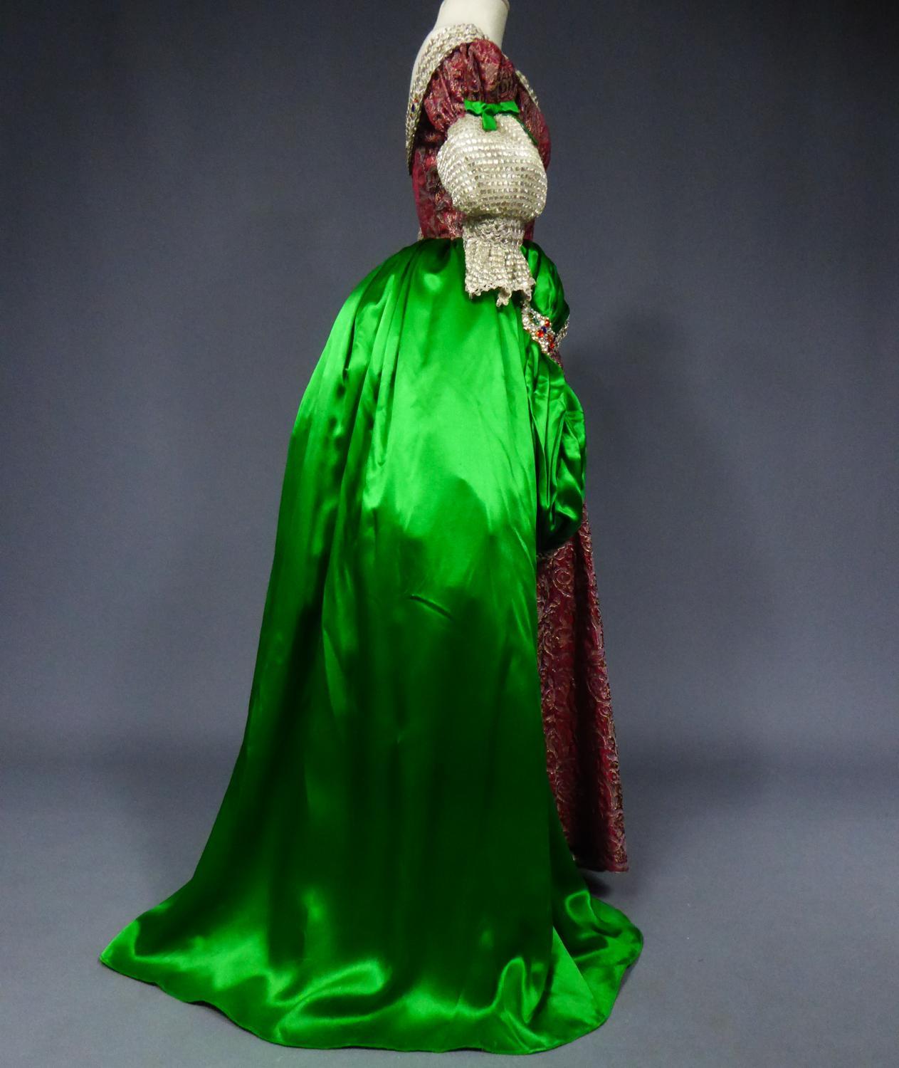 A Jeanne Lanvin Satin and Silver Lamé Historical Fancy Court Dress numbered 2802 2