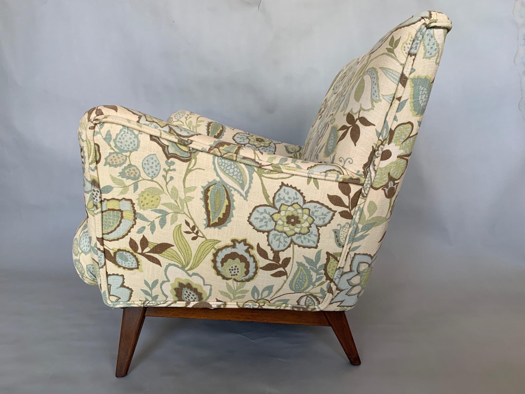 Mid-Century Modern Jens Risom Upholstered Lounge Chair For Sale