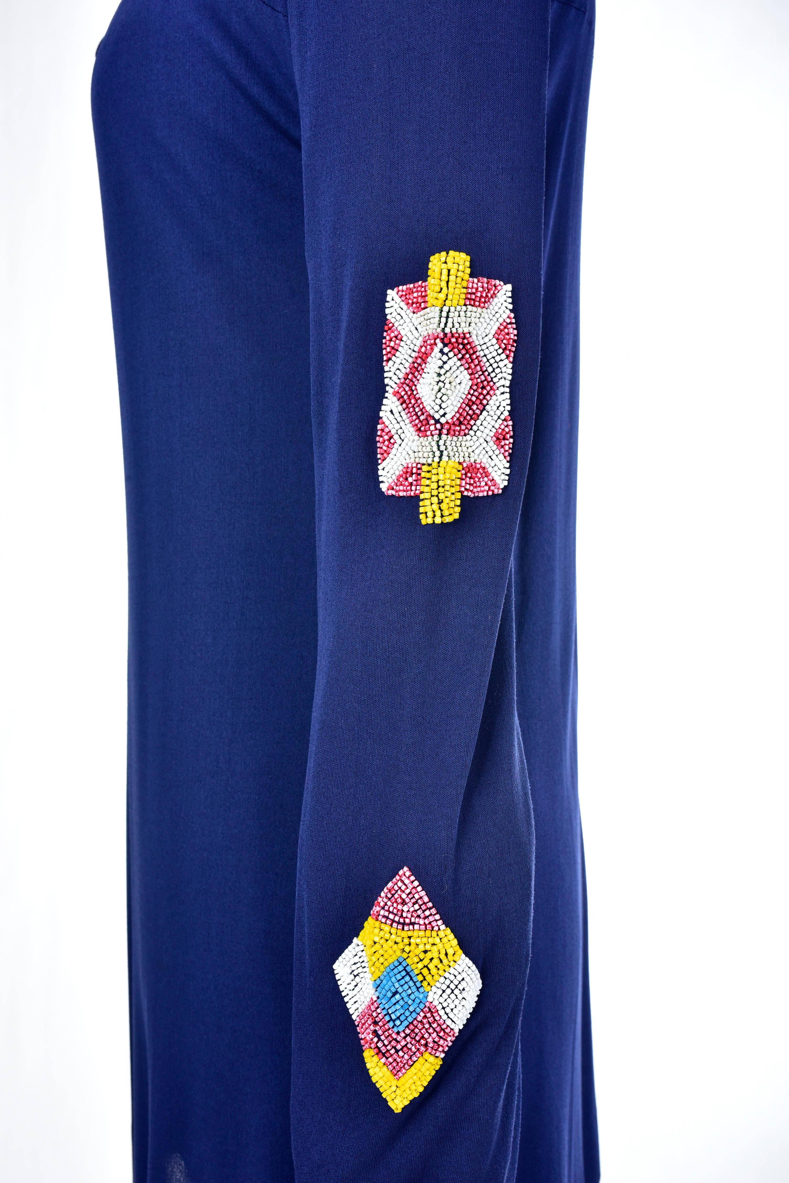A Jersey Embroidered Evening Pyjamas by Louis Féraud Couture France Circa 1975 10