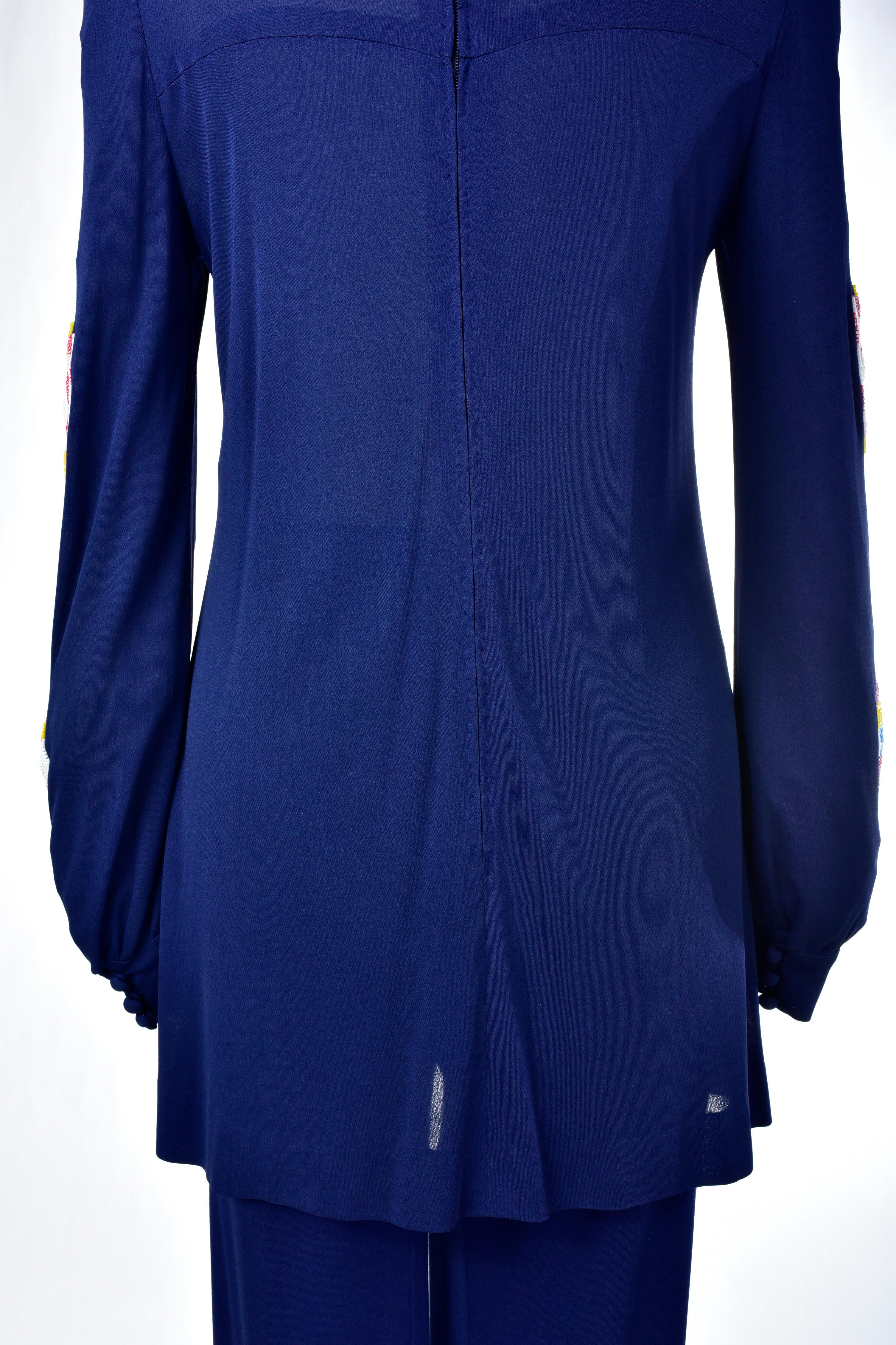 A Jersey Embroidered Evening Pyjamas by Louis Féraud Couture France Circa 1975 12