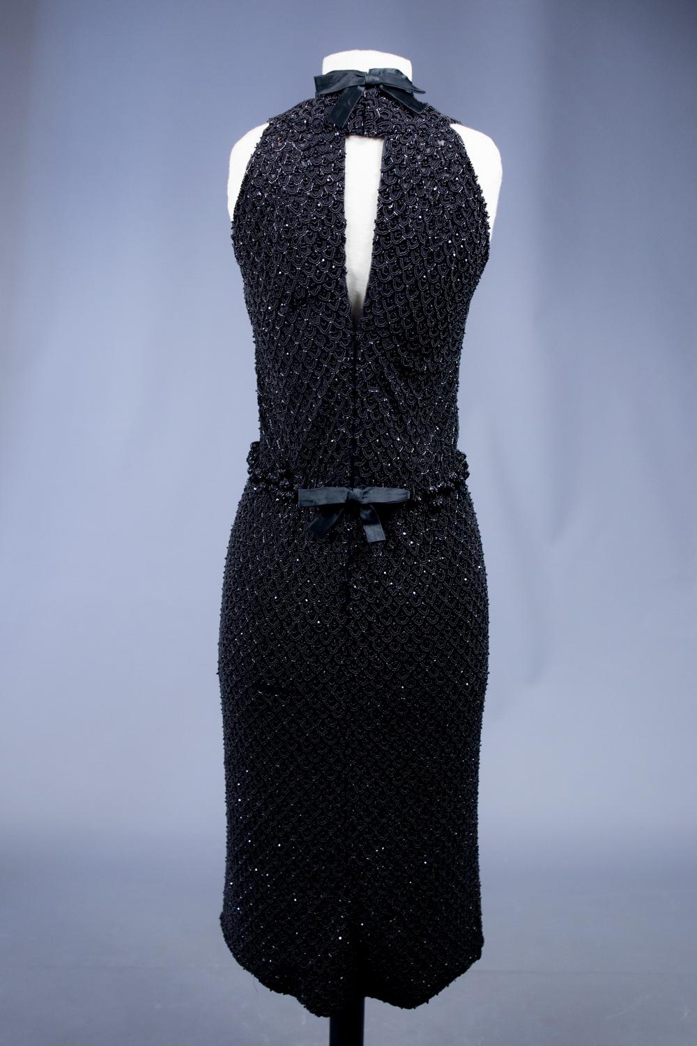 A Jet Pearl Embroidered Cocktail Dress Circa 1960 2