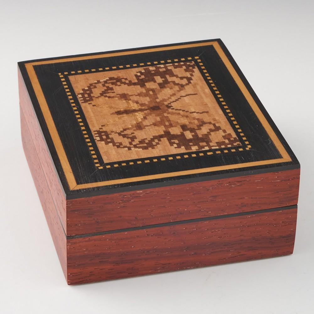 A Jewellery Box With Tesserae Marbled White By Robert Vorley

Robert Vorley is the only current exponent of Tunbridge Ware worthy of the name still using traditional methods of manufacture. Now in his 80s the work of this former architectural model