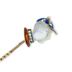 Jockey Moonstone Cameo Stick-Pin