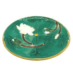 Joesph Holdcroft Majolica Pond Lily Plate, Signed, English, circa 1875