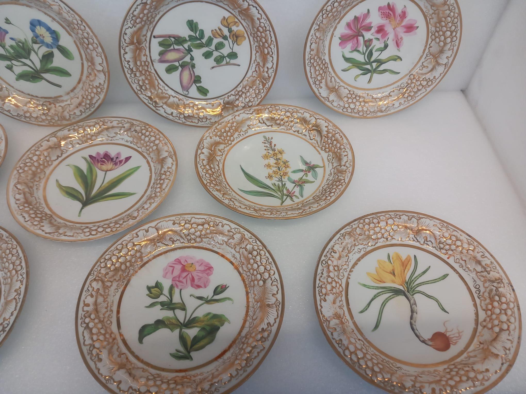 Hand-Painted A John and William Ridgway antique part dessert service For Sale