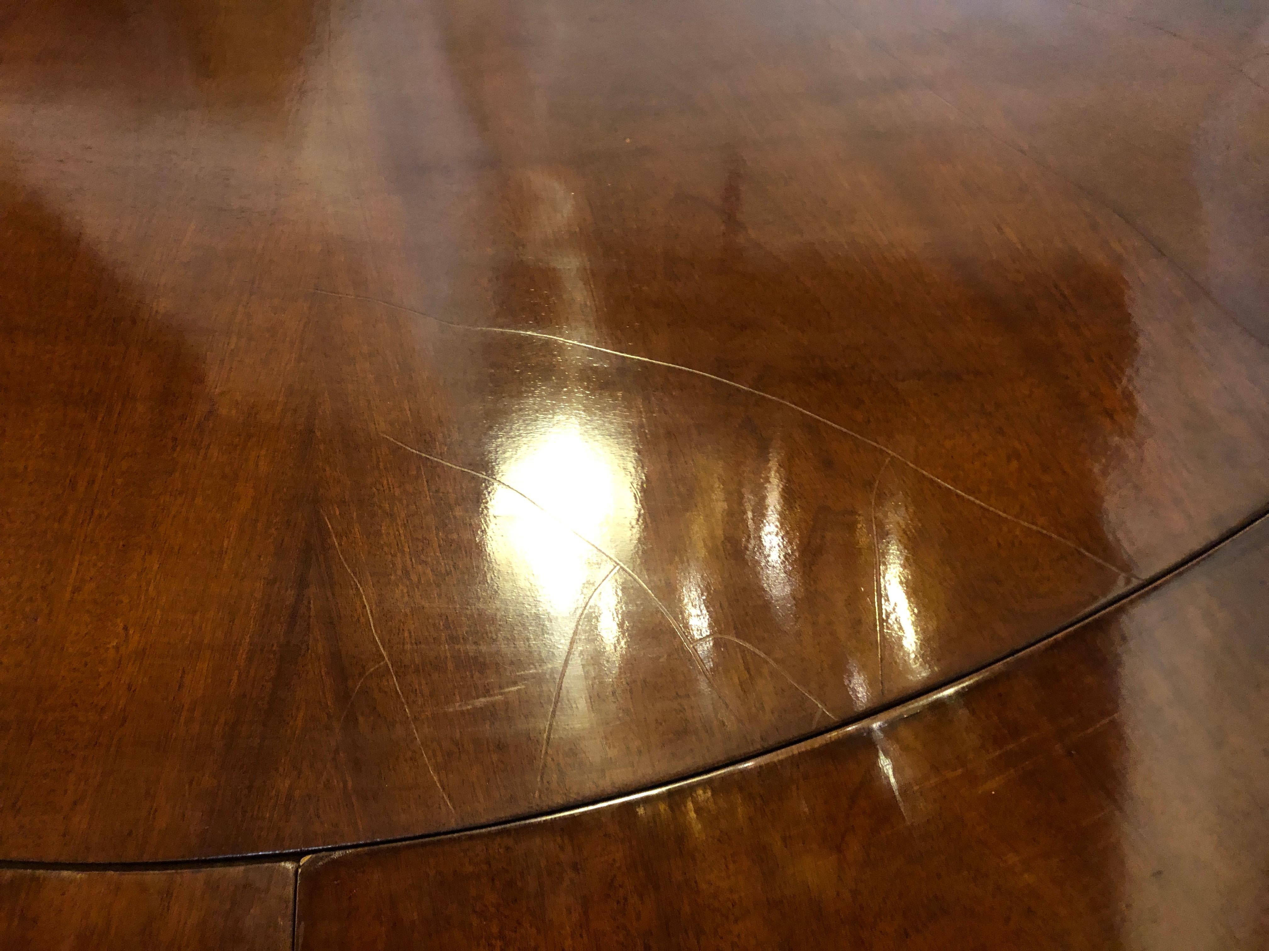 20th Century John Stuart Style Circular Inlaid Expandable Dining or Center Table