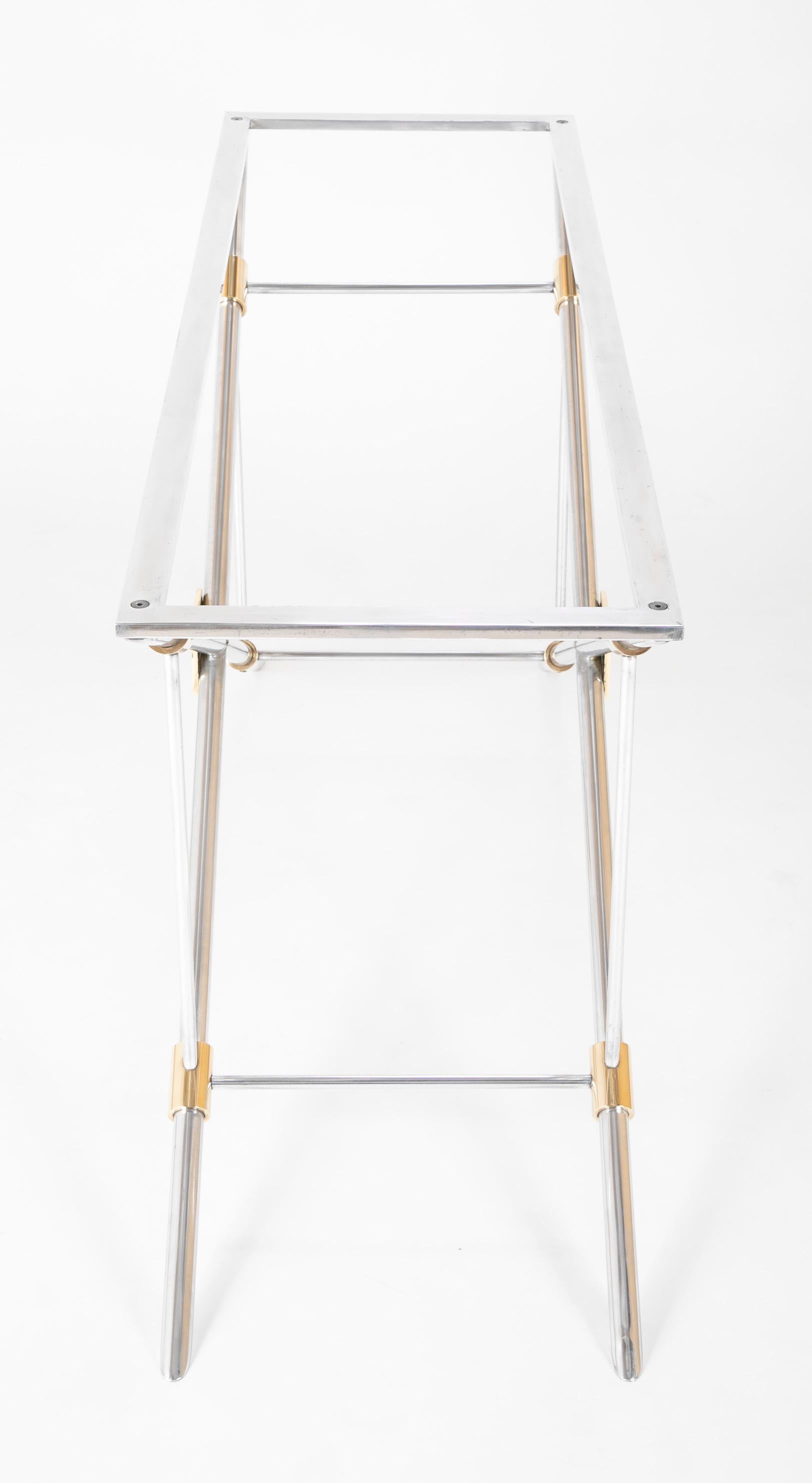 John Vesey Console Table of Aluminium, Glass and Brass For Sale 5