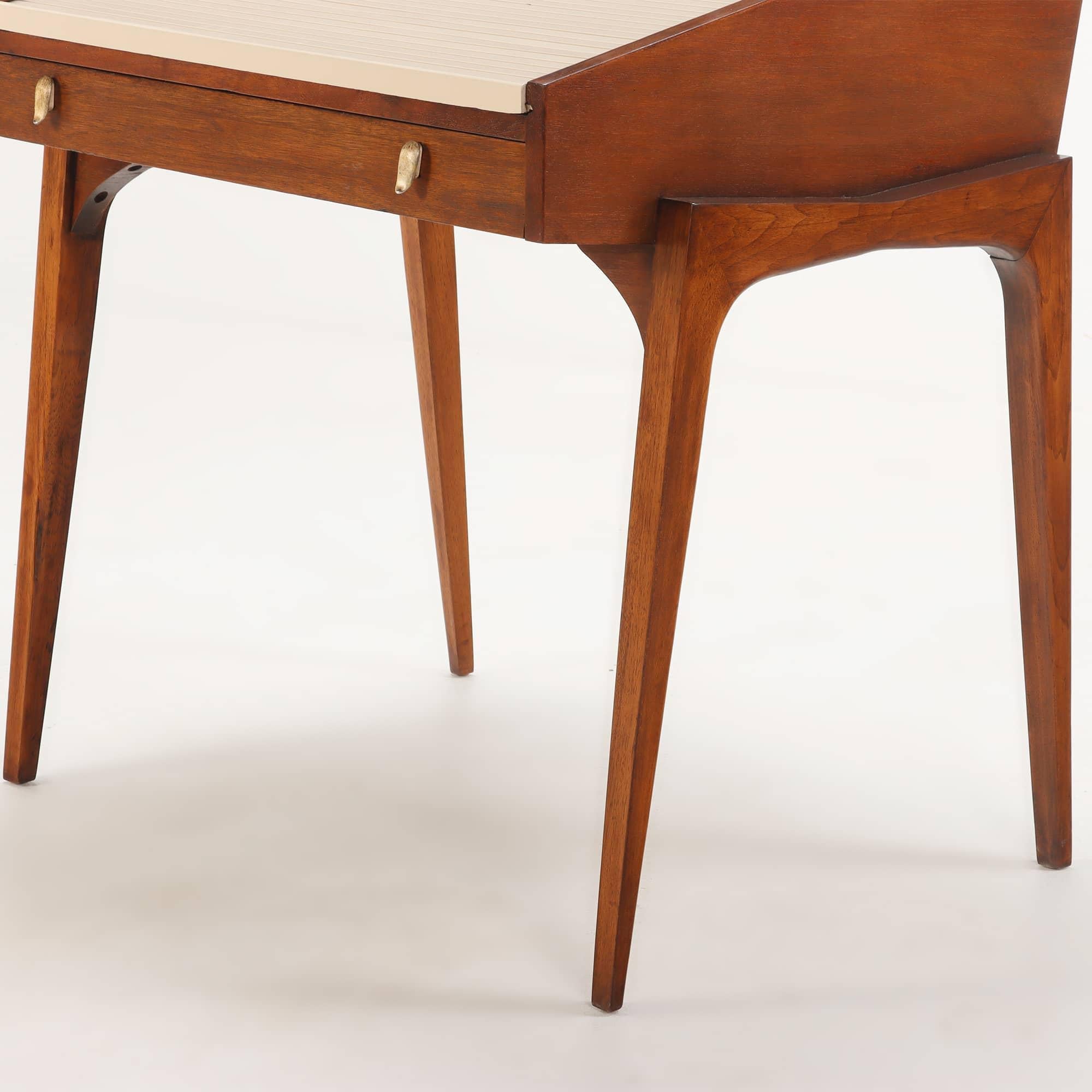 A John Von Koert for Drexel mid century modern walnut tambour Profile Desk  For Sale 1