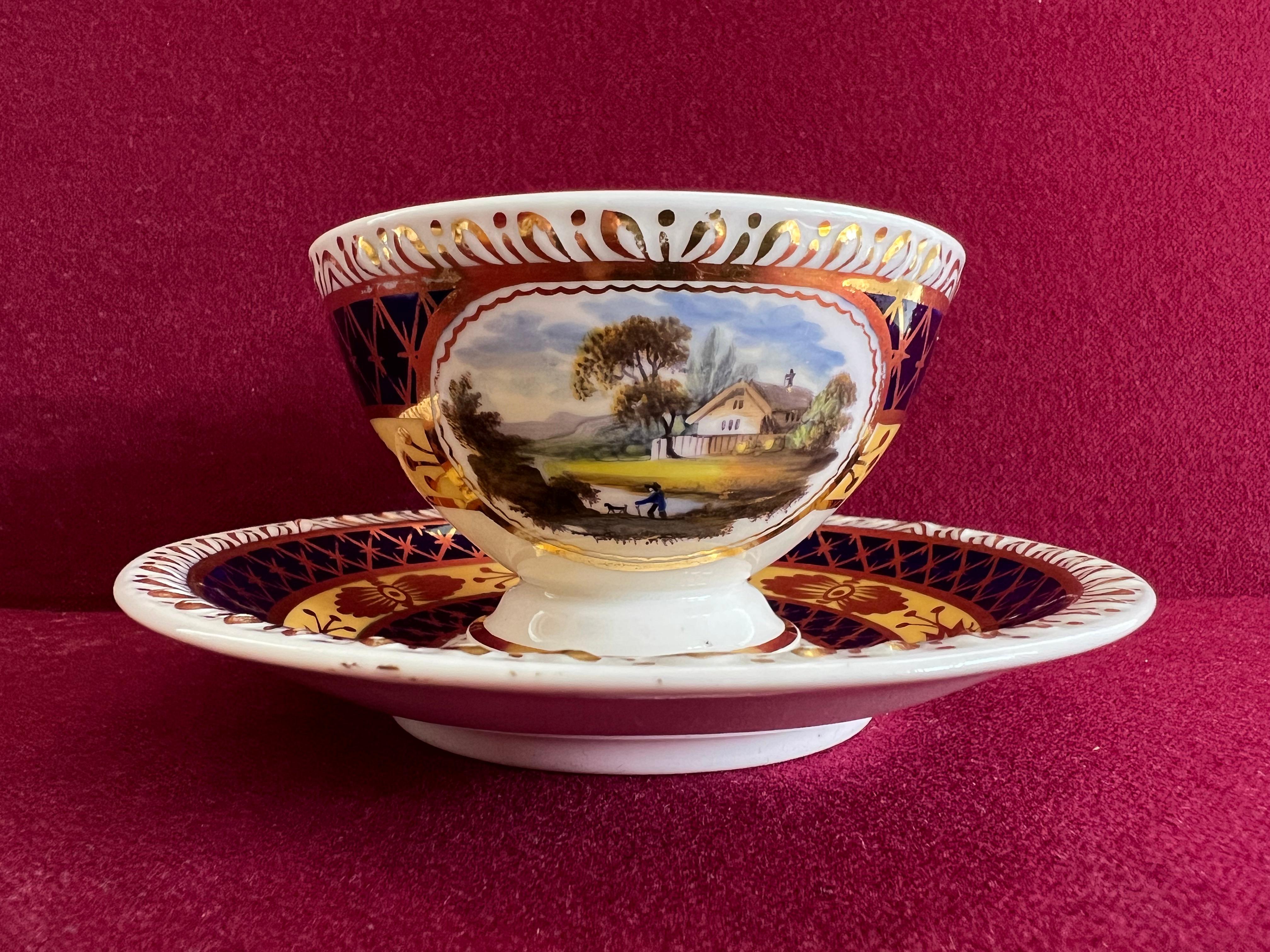 Hand-Painted John & William Ridgway Porcelain Part Tea Service C.1825