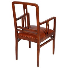 Josef Hoffmann Wiener Werkstätte Armchair Restored Re-Upholstered Leather