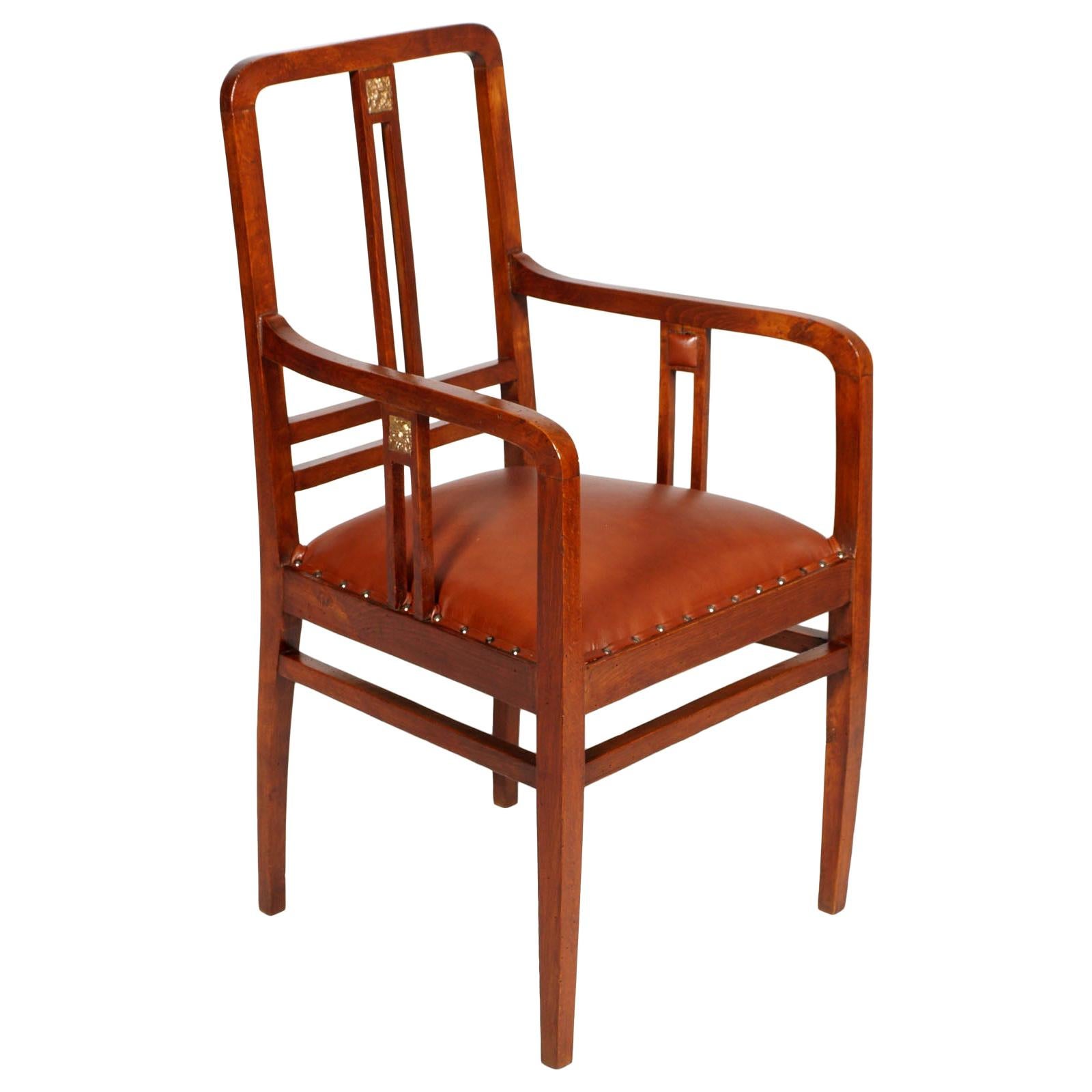 Josef Hoffmann Wiener Werksttte-Sessel aus restauriertem, neu gepolstertem Leder