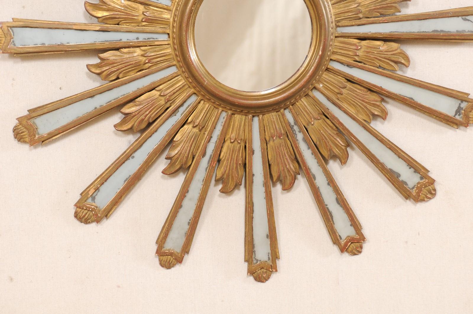 Joyous Early 20th Century Spanish Gilt Sunburst Ray Mirror 2