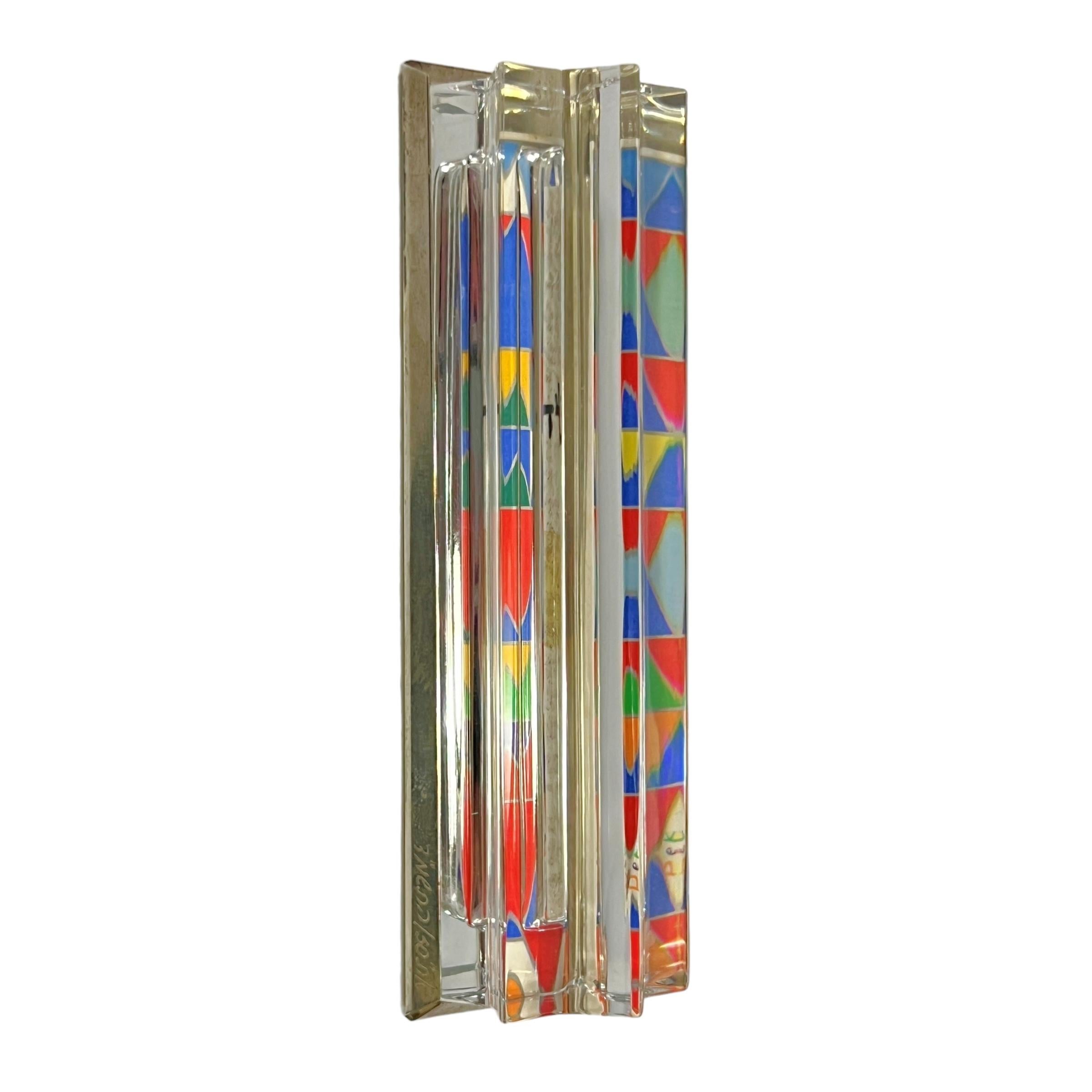 A Judaica Art Glass & Sterling Silver Mezuzah by, Yacov Agam & Daum circa 1980s' 7