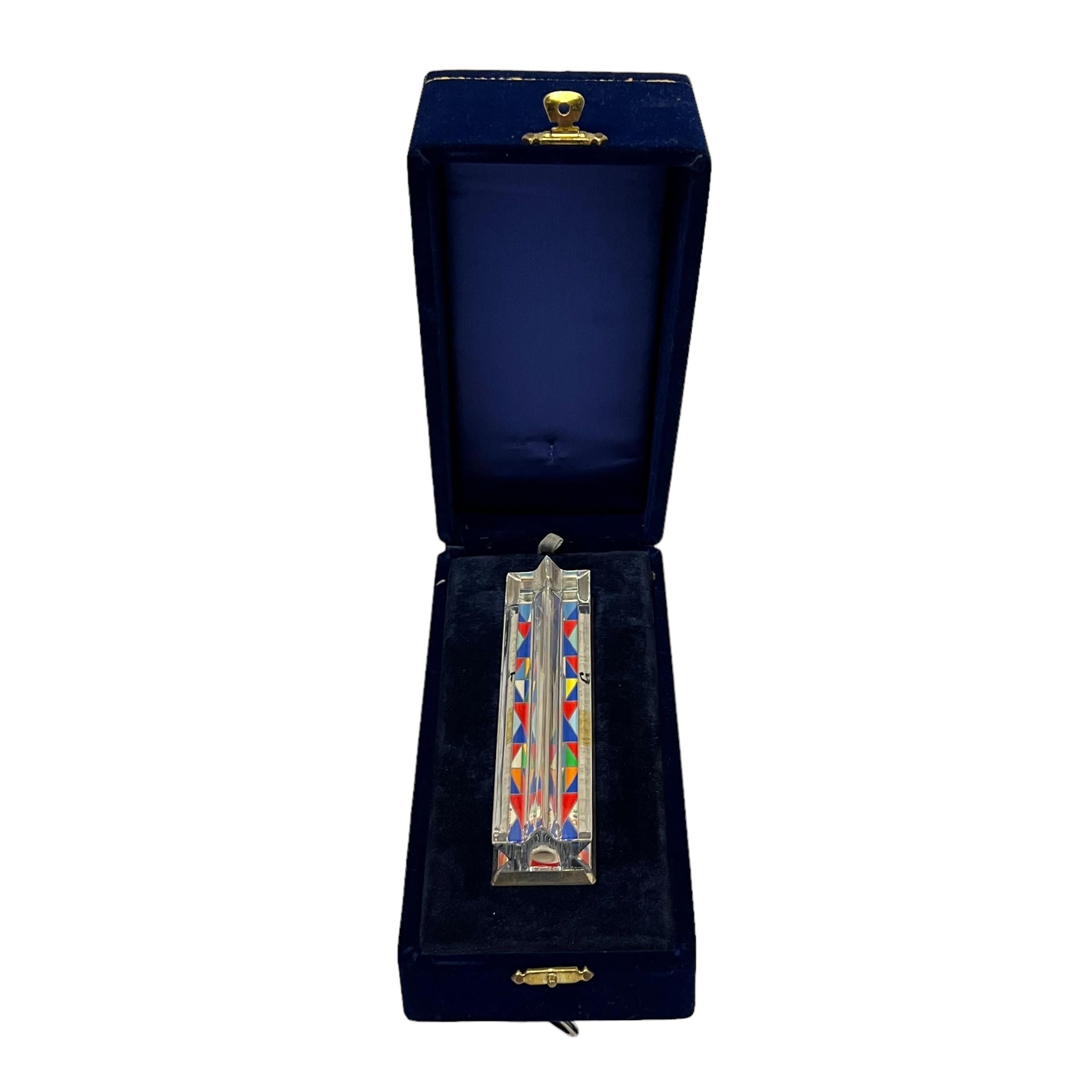 A Judaica Art Glass & Sterling Silver Mezuzah by, Yacov Agam & Daum circa 1980s' 8