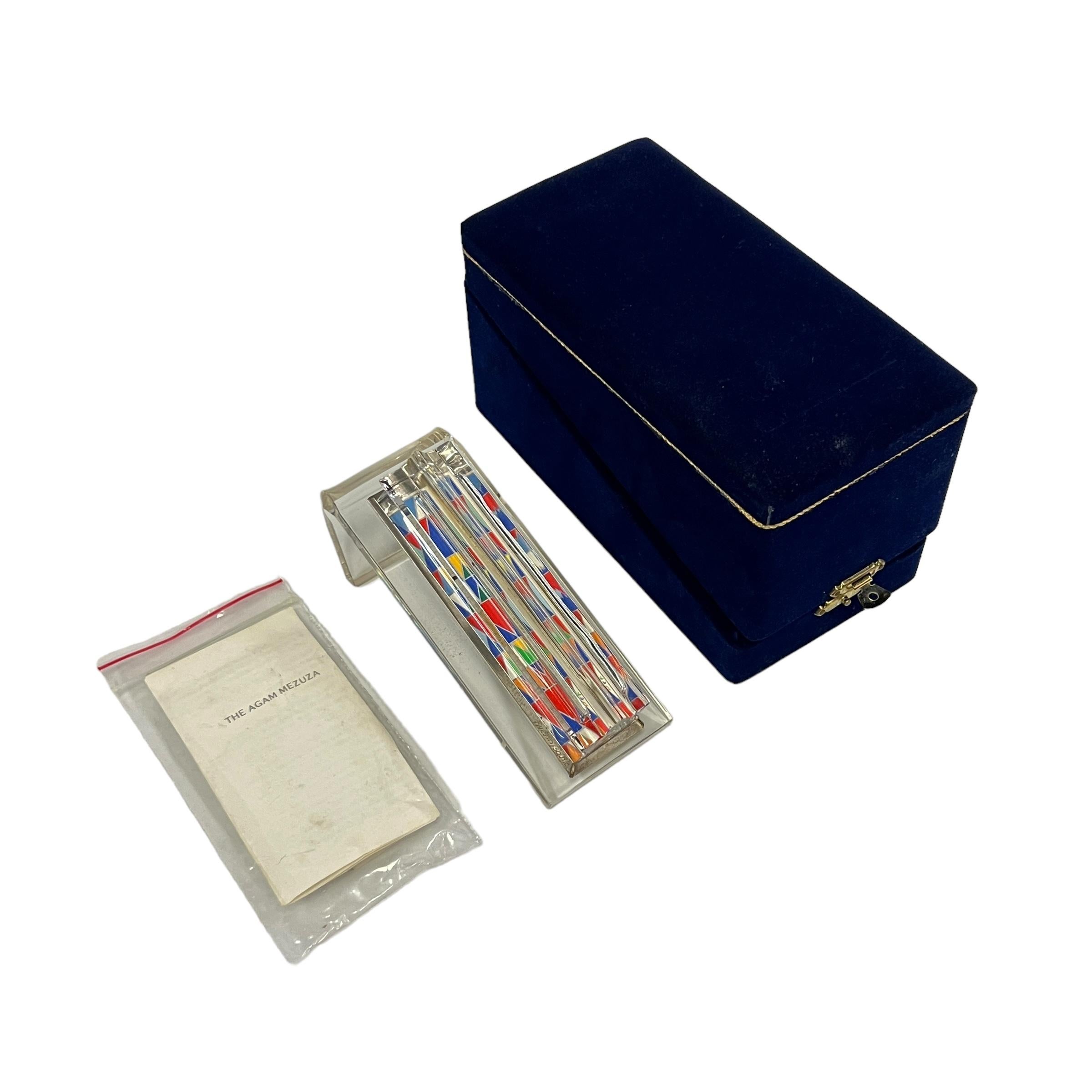 A Judaica Art Glass & Sterling Silver Mezuzah by, Yacov Agam & Daum circa 1980s' 11