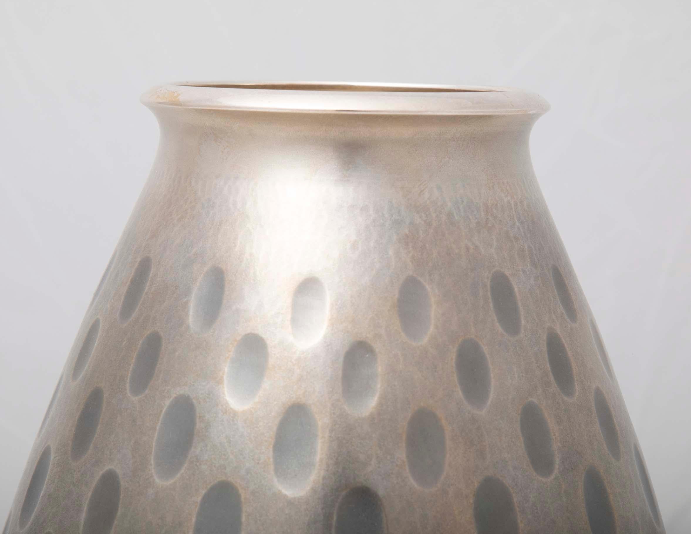 Japanese Jungin 'Pure Silver' Thumbprint Vase for Mitsukoshi For Sale