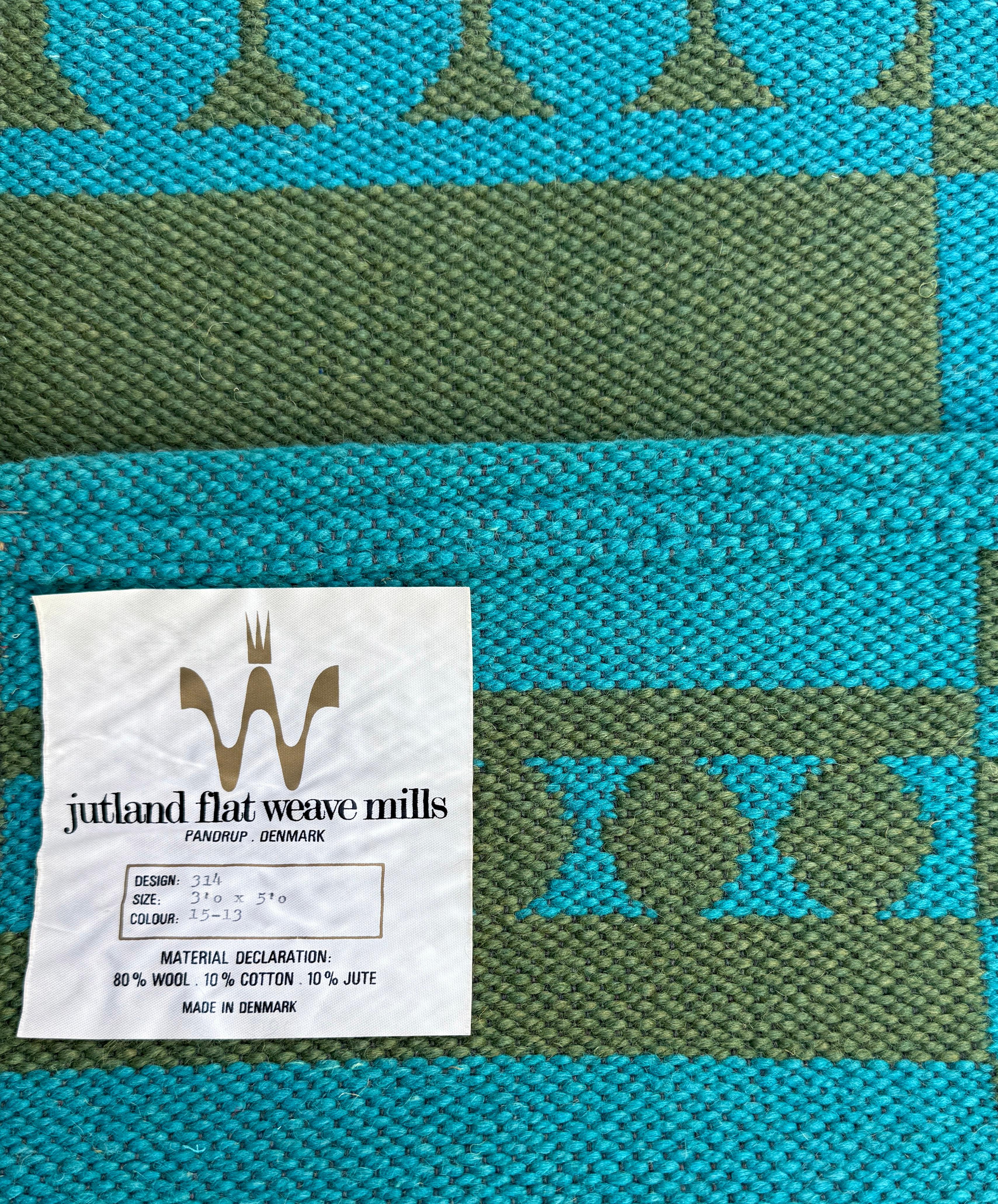20ième siècle Tapis de moulins à tissage plat du Jutland d'après Verner Panton en vente