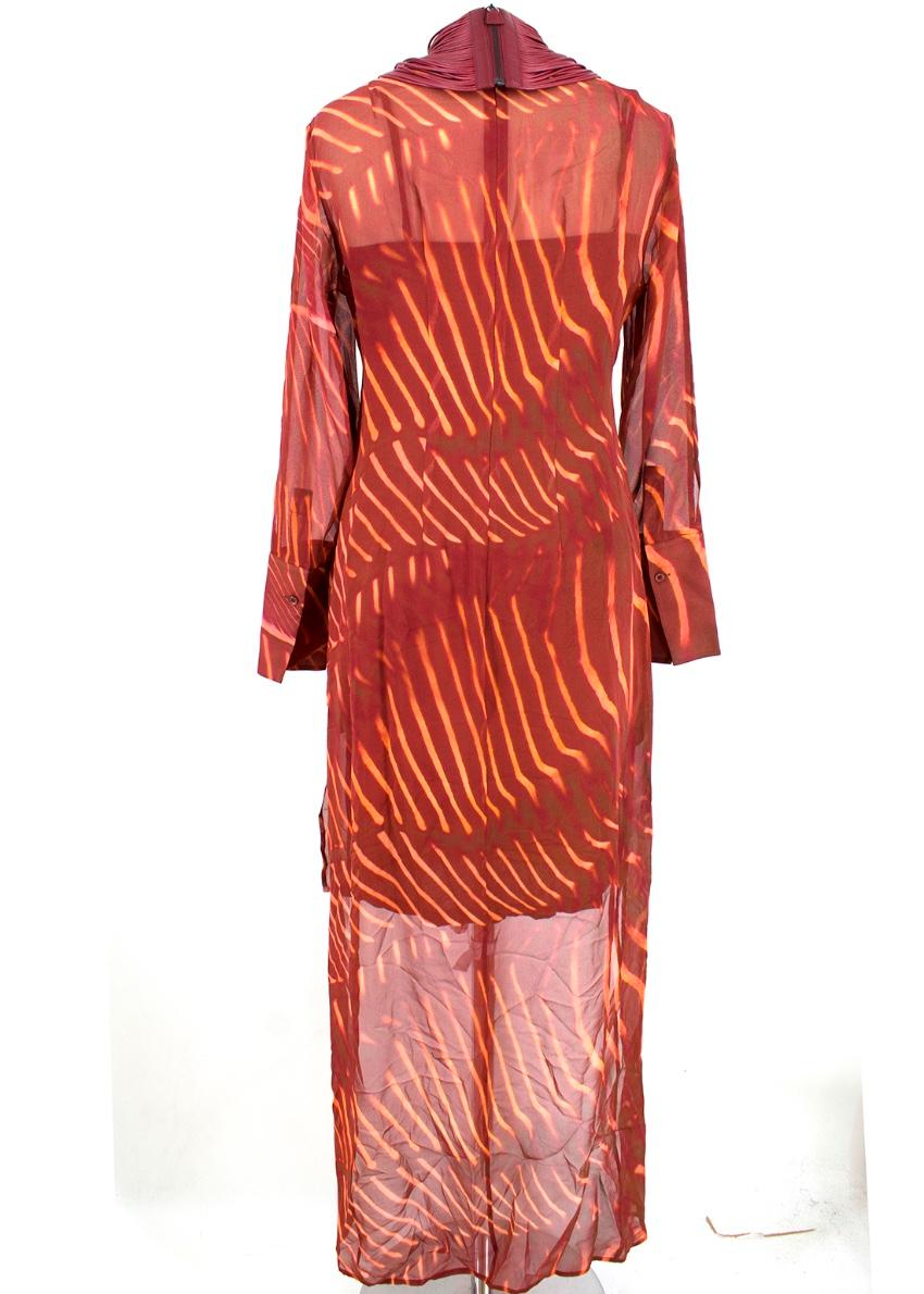 A-K-R-I-S Zebra Print Masai Collar Mangosteen Silk Dress - Size S For Sale 2