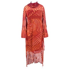 A-K-R-I-S Zebra Print Masai Collar Mangosteen Silk Dress - Size S