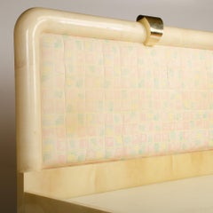 Karl Springer Style Lacquer Goat Skin King Size Bed, circa 1960