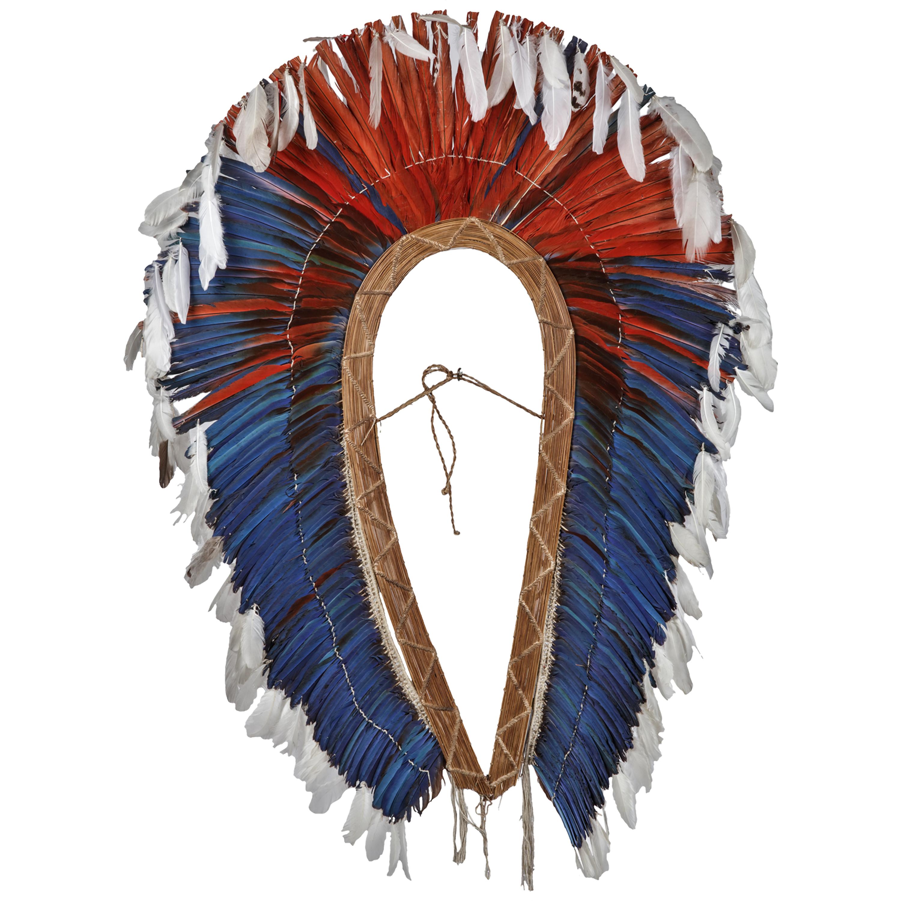 Kayapo-Xikrin Upé Long Hoop Feather Headdress, Akkati, Indigenous Brazil