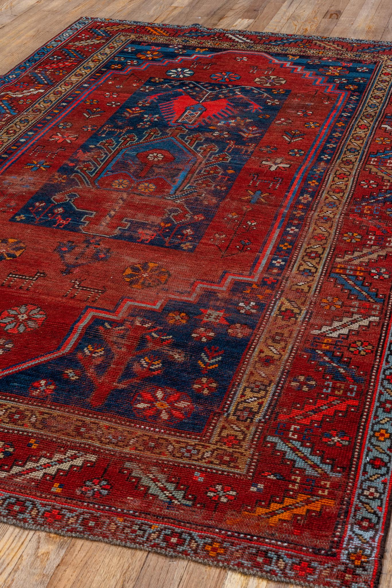 Ein kasachischer Teppich um 1920. Handgeknüpft, aus 100% Wollgarn.