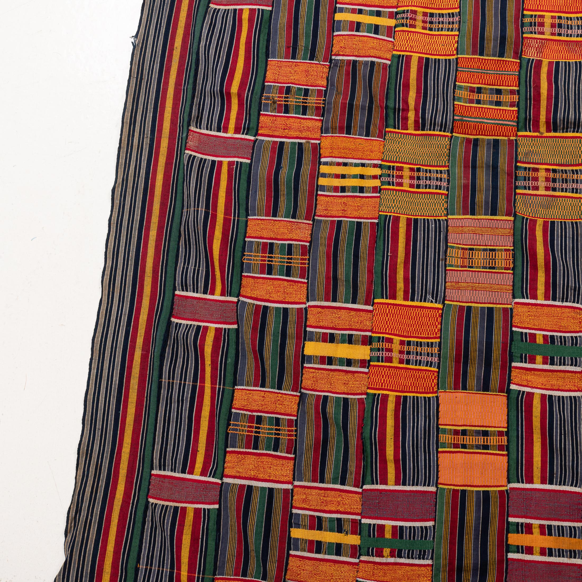 Hand-Woven A Kente Shoulder Cloth from the Asante people of Ghana  ca. 1970