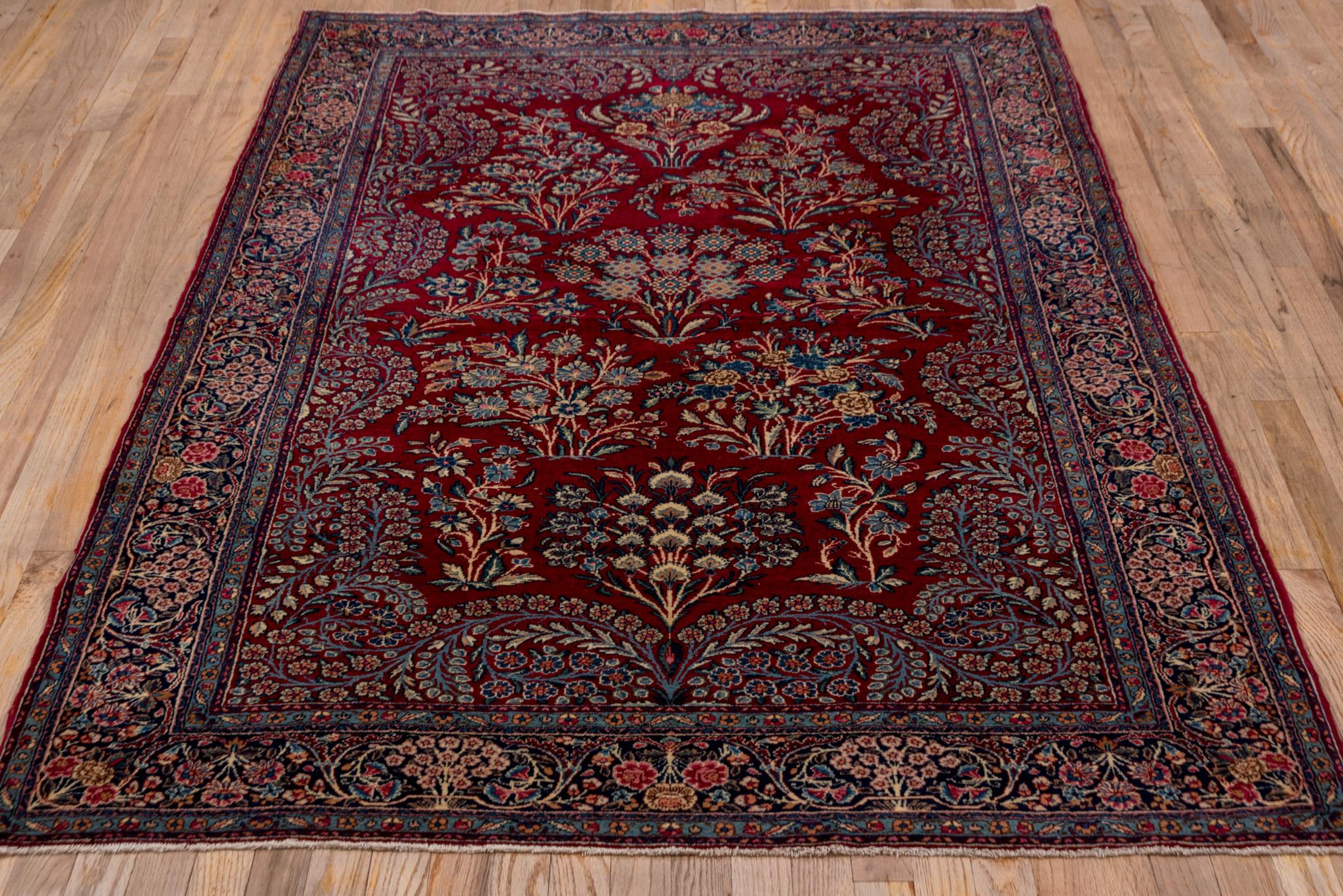 A Kerman Rug circa 1930. Hand Knotted and made of 100% wool yarn.