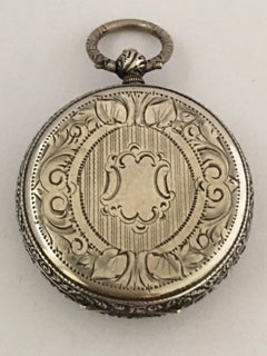 Key-Wind Victorian Period Silver Pocket Watch with Mint Green Enamel Dial