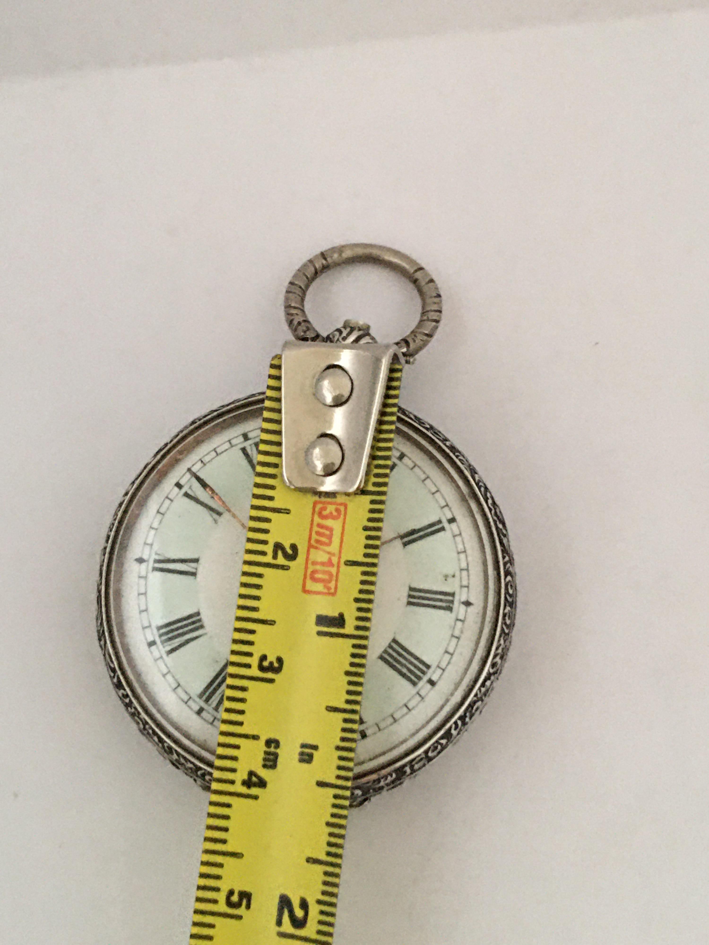 Key-Wind Victorian Period Silver Pocket Watch with Mint Green Enamel Dial In Good Condition For Sale In Carlisle, GB