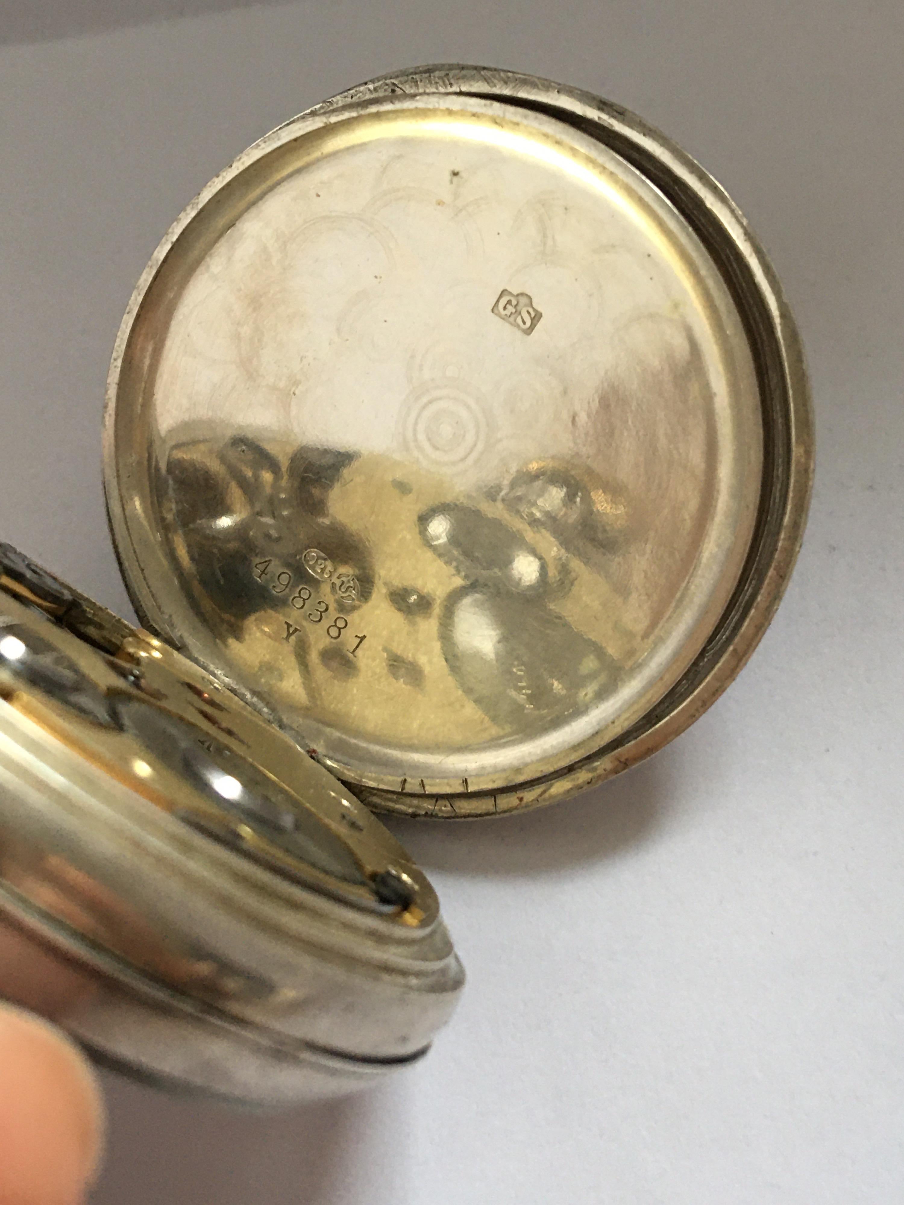 Keyless Antique Silver Pocket Watch For Sale 3