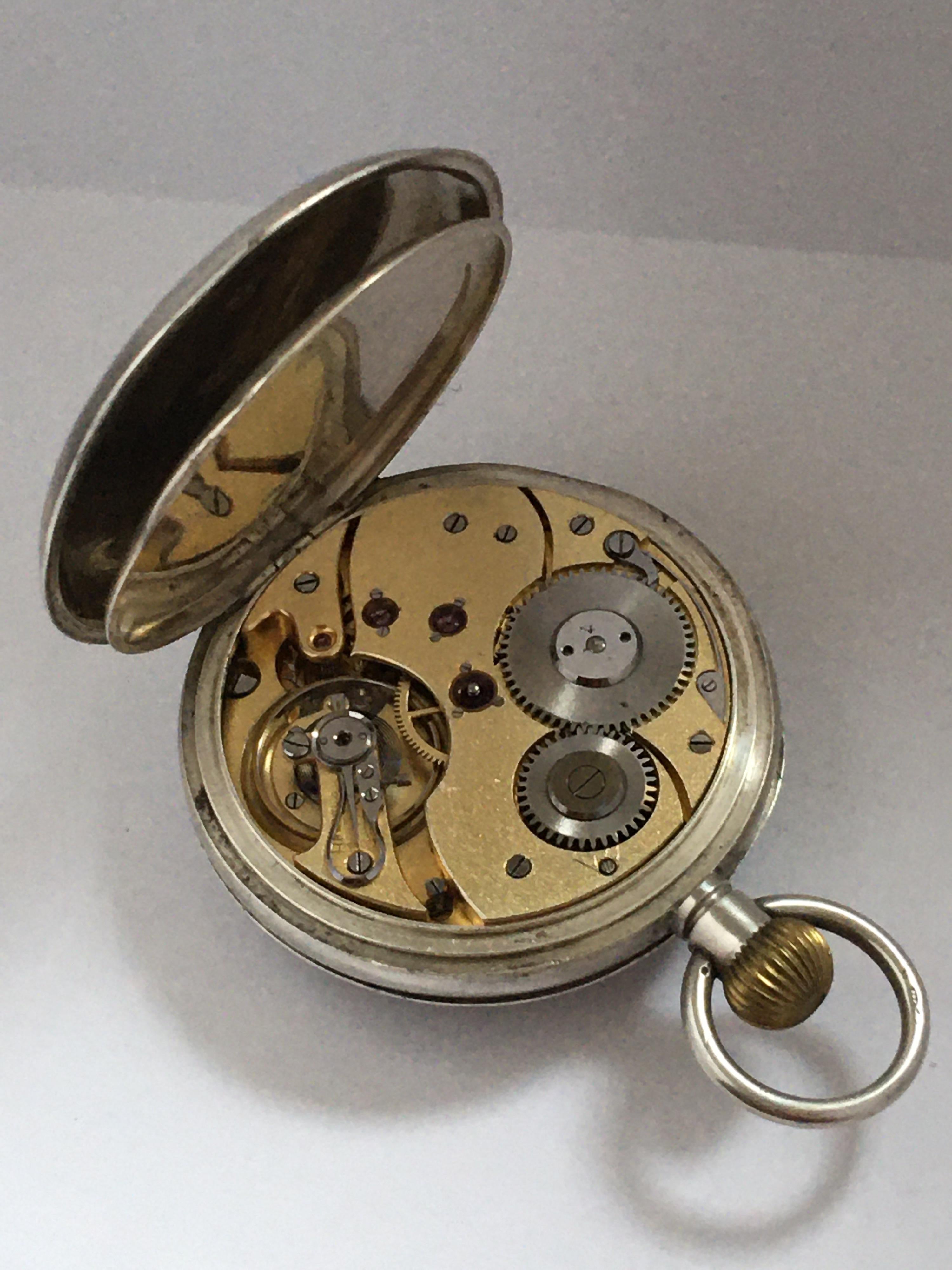 Women's or Men's Keyless Antique Silver Pocket Watch For Sale